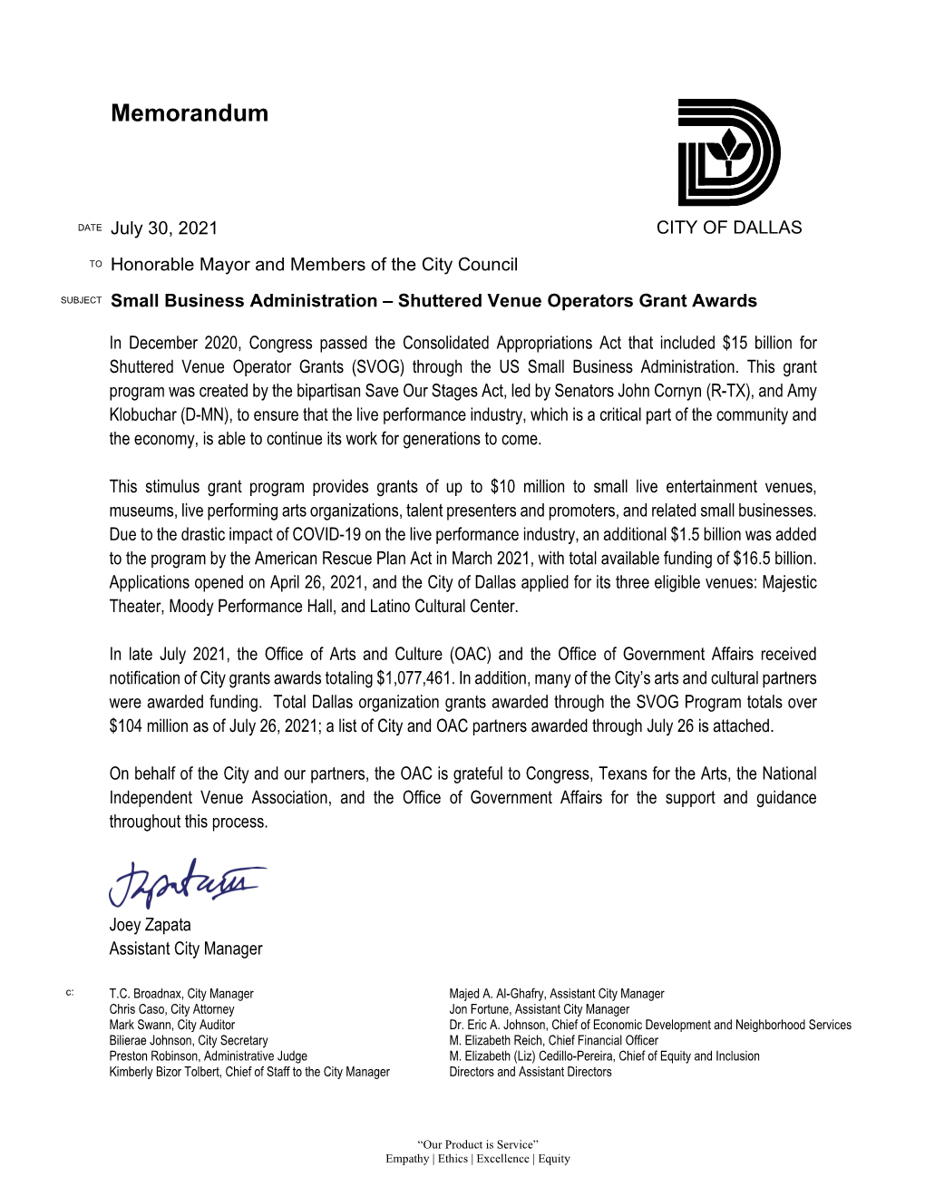 Shuttered Venue Operators Grant Awards