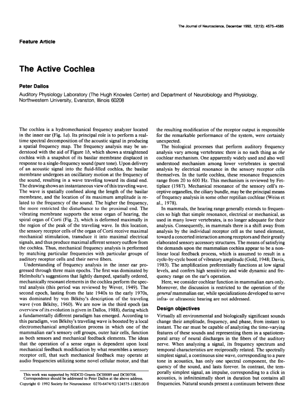 The Active Cochlea