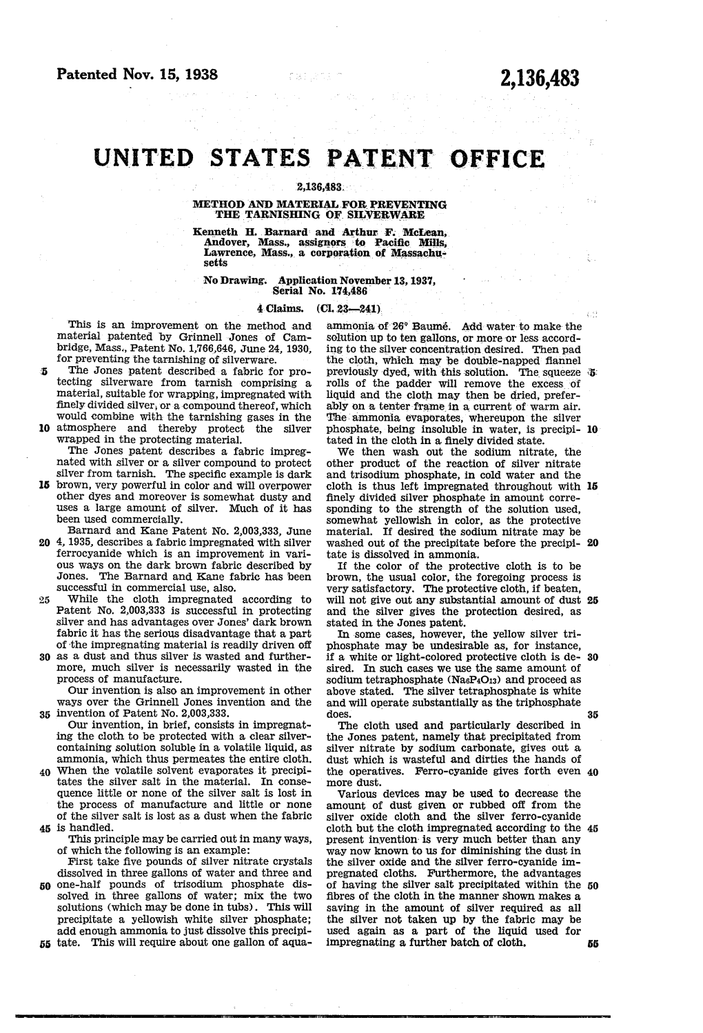 United States Patent Office 2,136,483