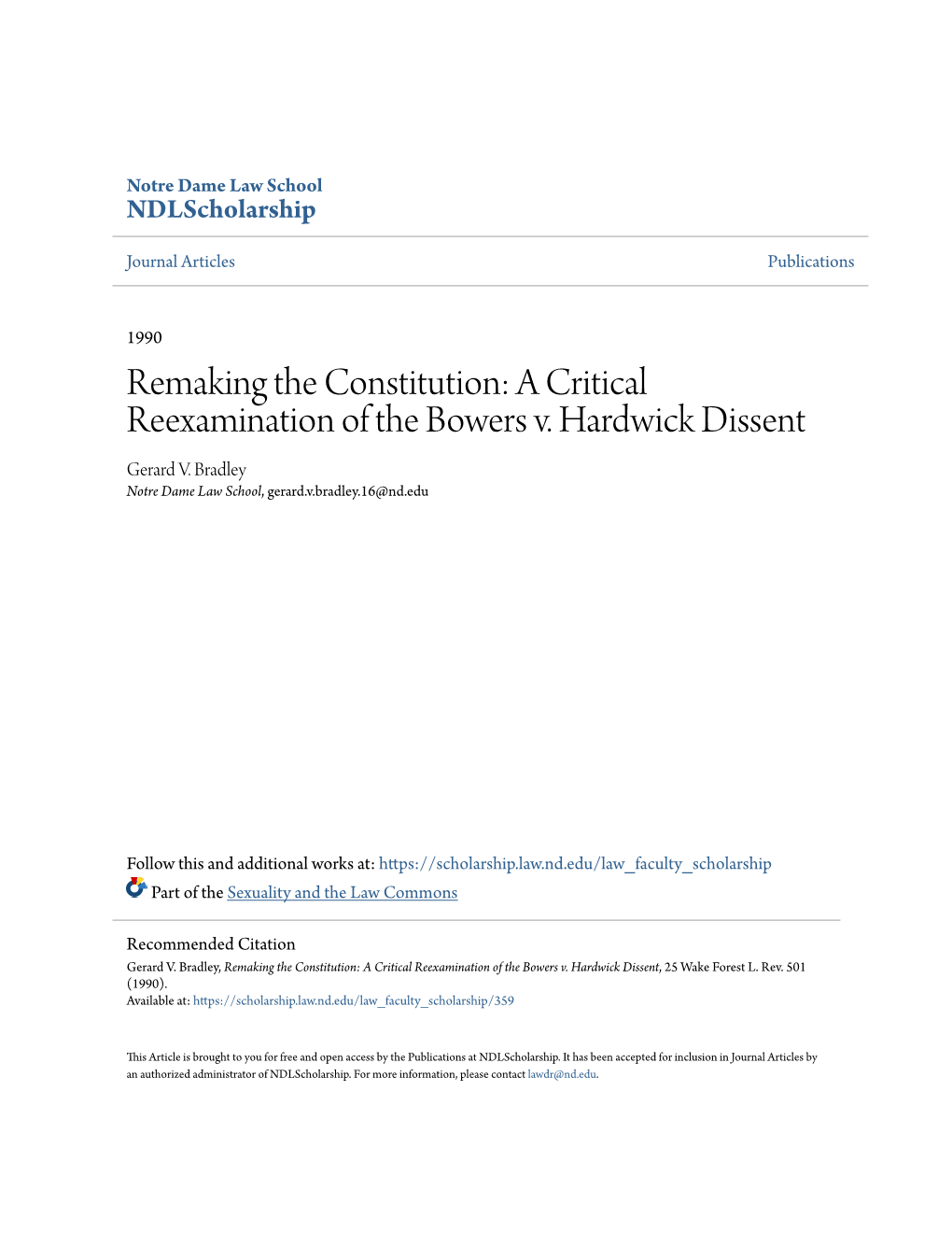 A Critical Reexamination of the Bowers V
