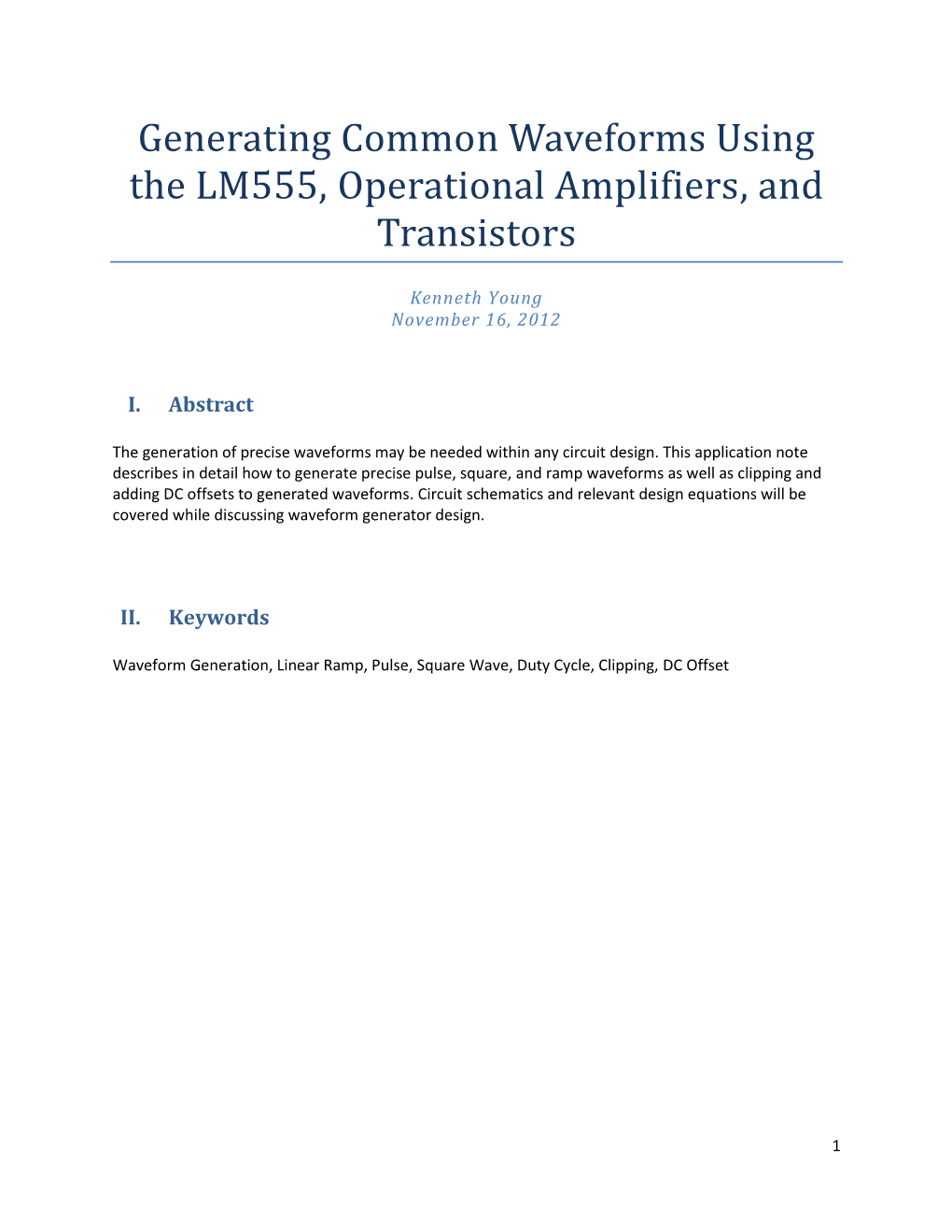 Generating Common Waveforms Using the LM555, Operational Amplifiers, and Transistors