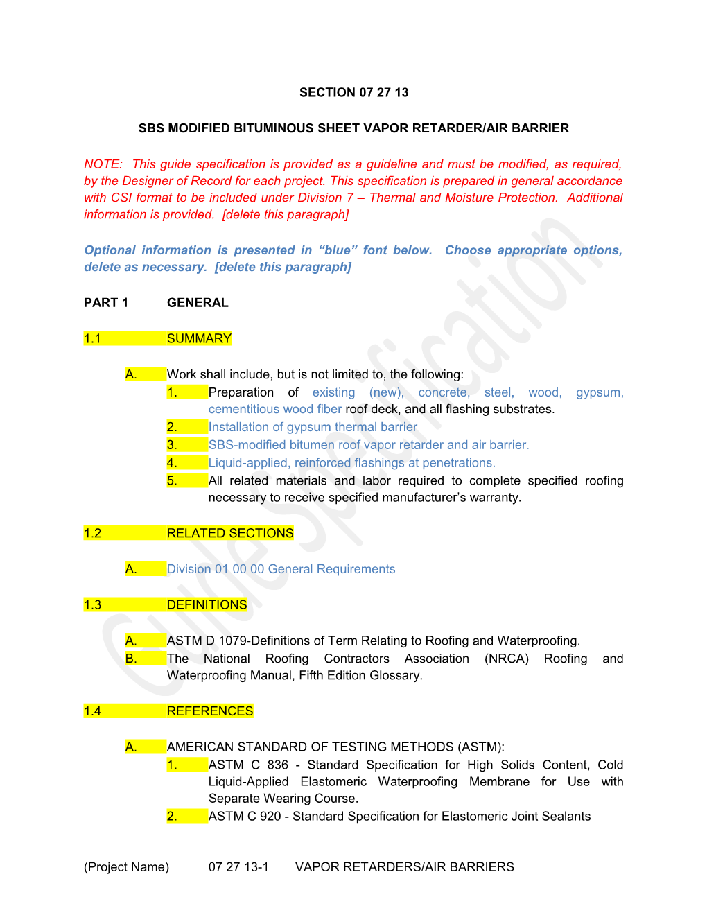 Sbs Modified Bituminous Sheet Vapor Retarder/Air Barrier