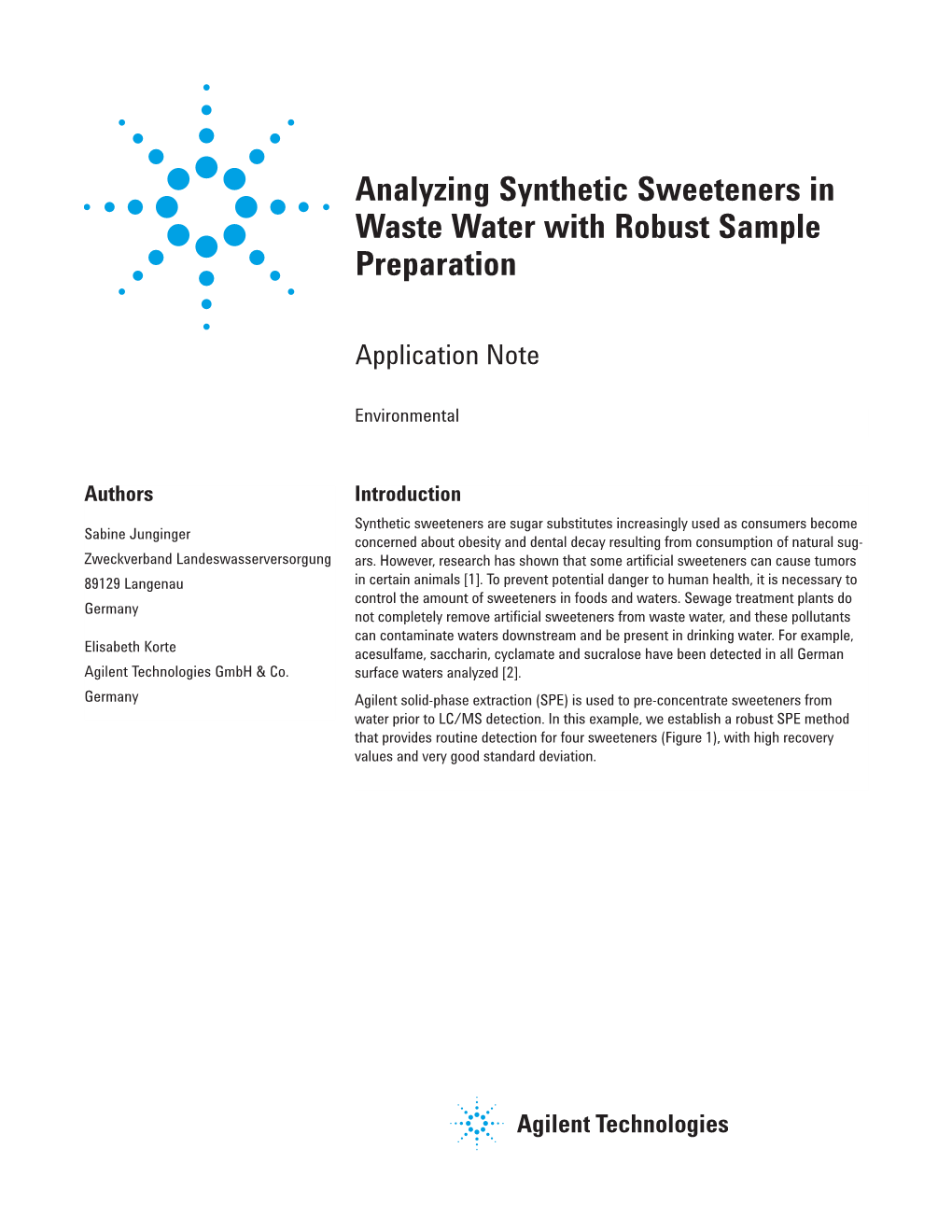 Analyzing Synthetic Sweeteners in Waste Water with Robust Sample Preparation