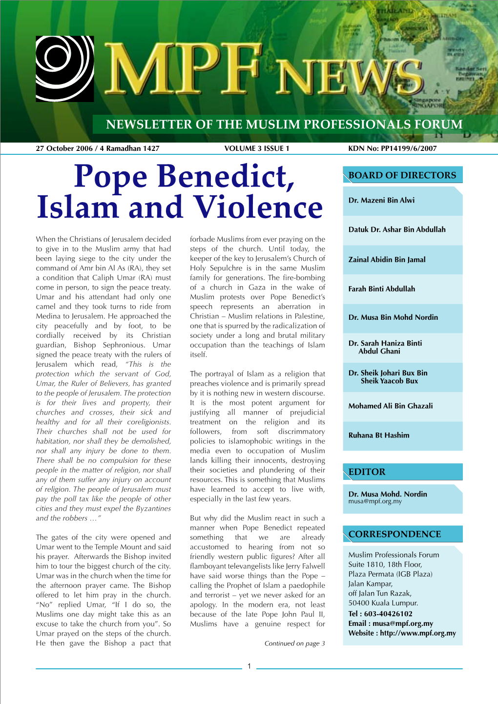 MPF News Vol 3 Issue 1 2006