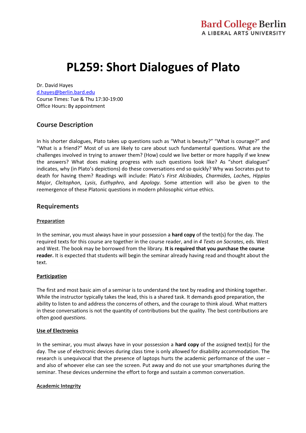 Short Dialogues of Plato