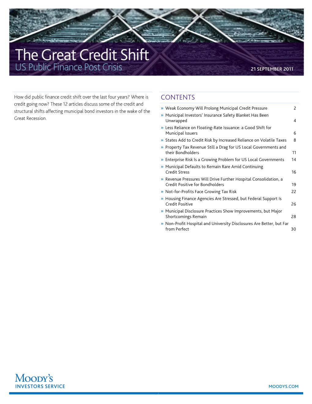 The Great Credit Shift: Us Public Finance Post Crisis 21 September 2011