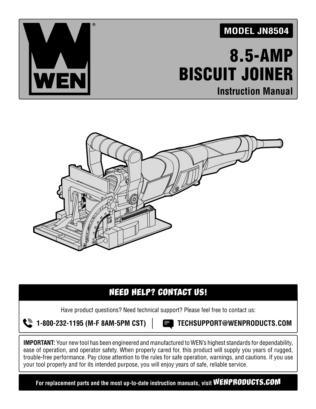 8.5-AMP BISCUIT JOINER Instruction Manual