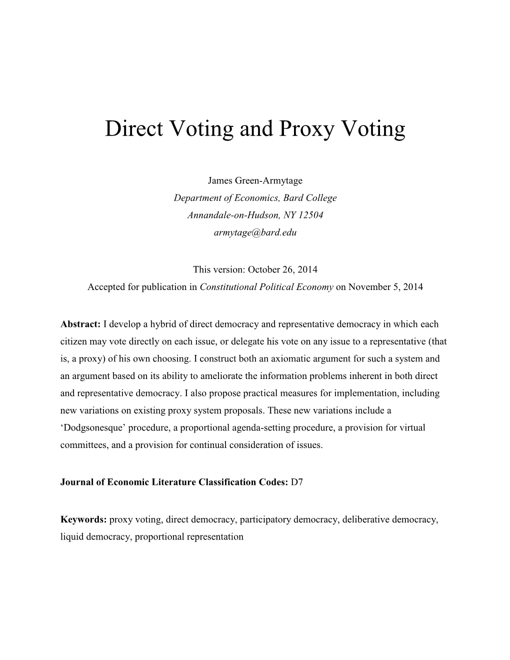 Direct Voting and Proxy Voting