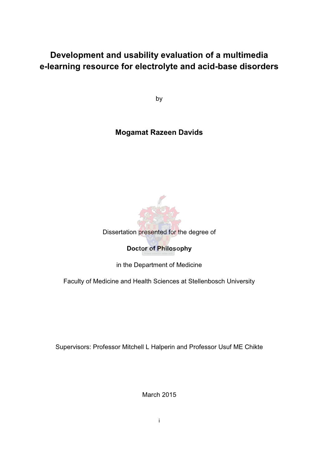 Development and Usability Evaluation of a Multimedia E-Learning Resource for Electrolyte and Acid-Base Disorders