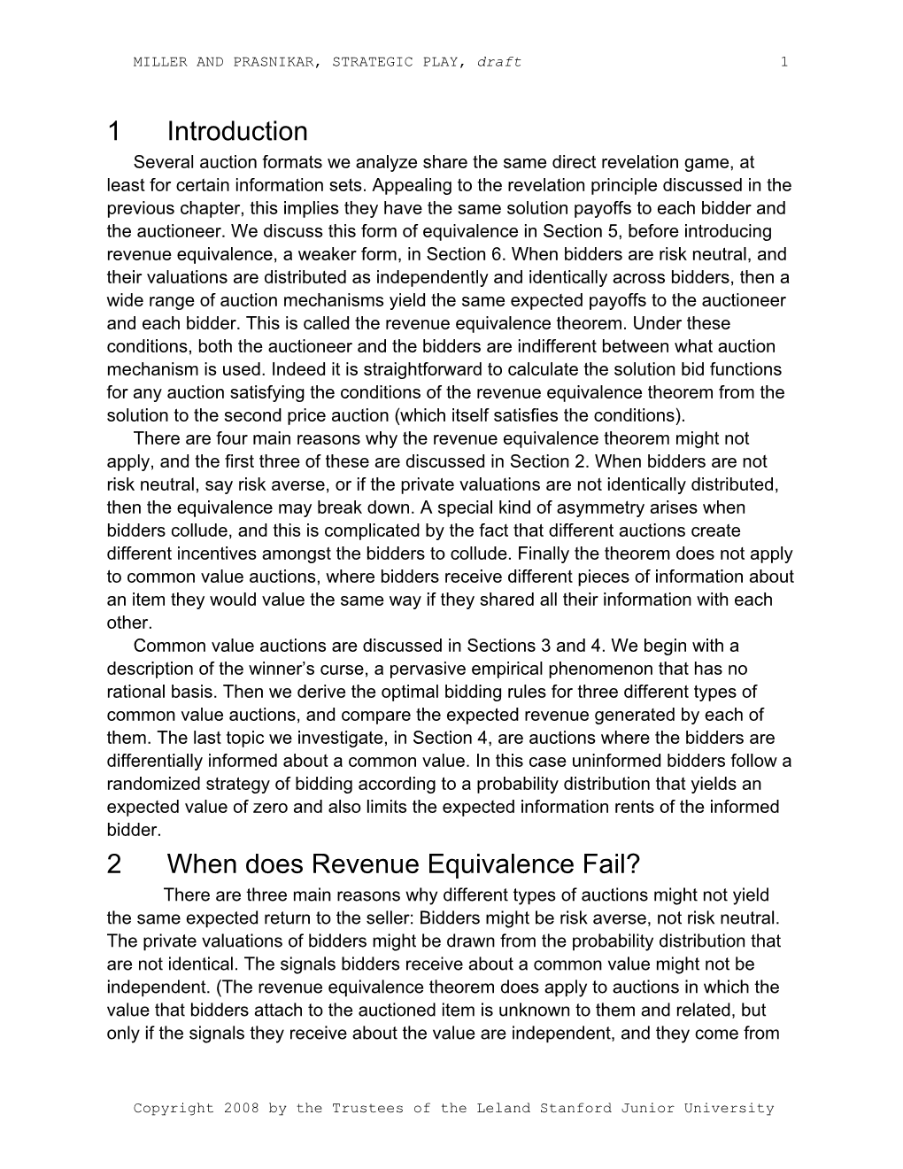 1 Introduction 2 When Does Revenue Equivalence Fail?