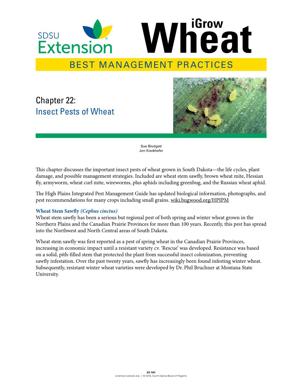 Chapter 22: Insect Pests of Wheat