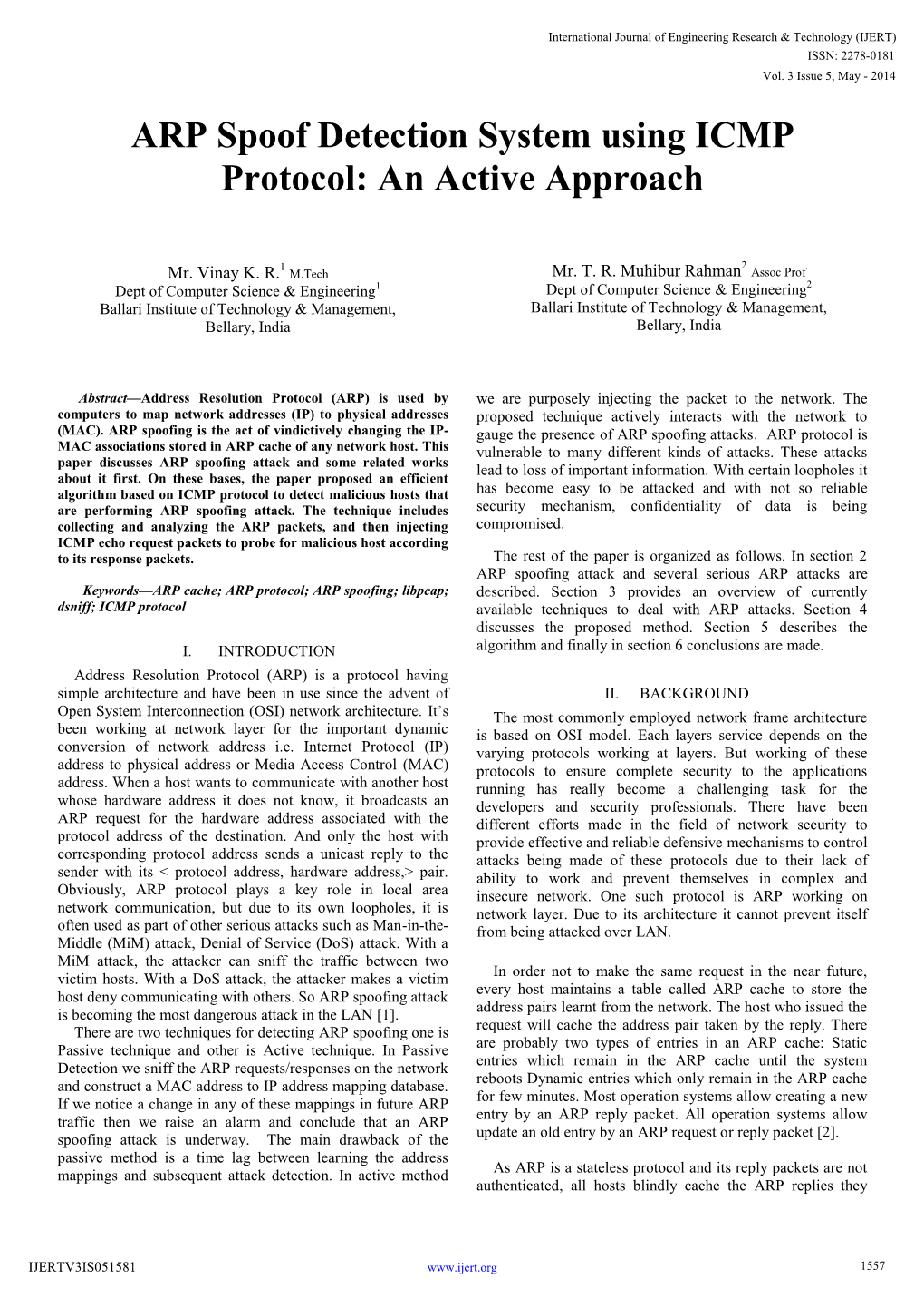 ARP Spoof Detection System Using ICMP Protocol: an Active Approach