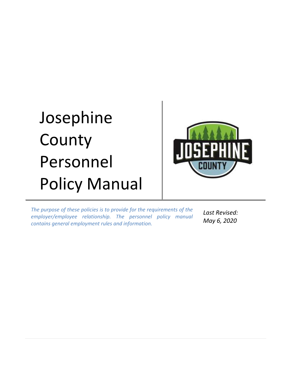 Josephine County Personnel Policy Manual