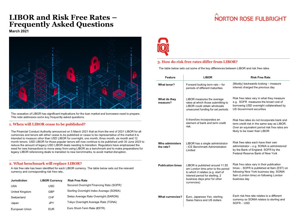 LIBOR and Risk Free Rates – Frequently Asked Questions March 2021