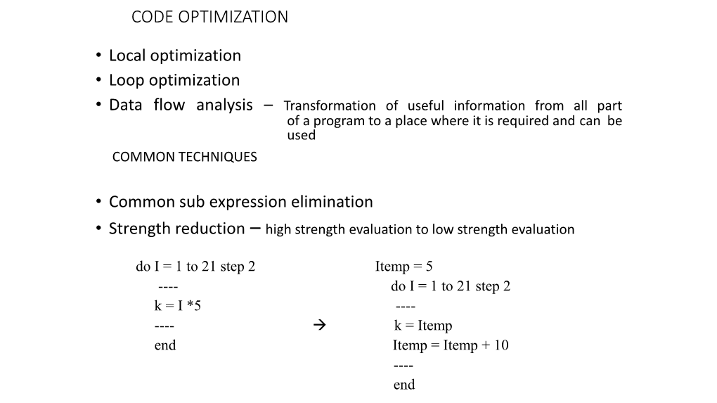 Code Optimization