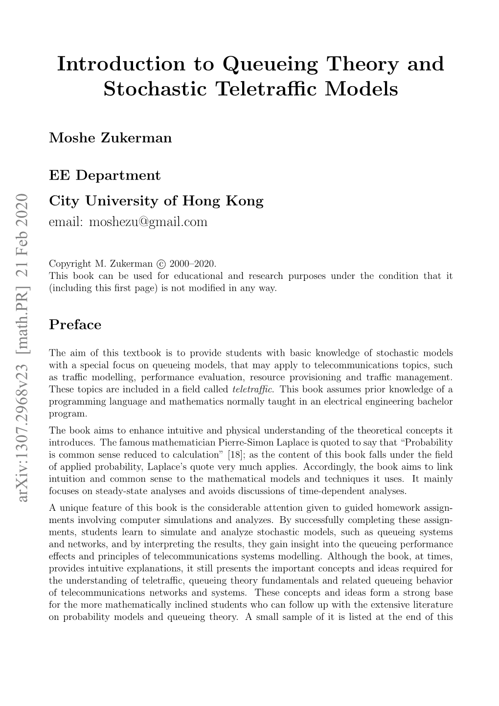 Introduction to Queueing Theory and Stochastic Teletraffic Models