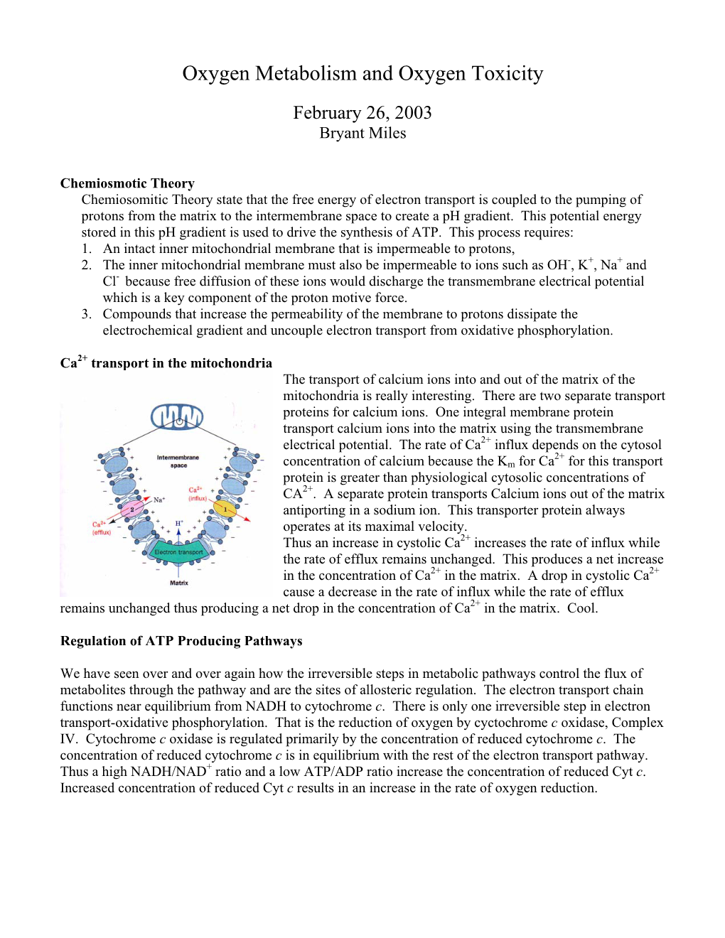 Oxygen Metabolism and Oxygen Toxicity