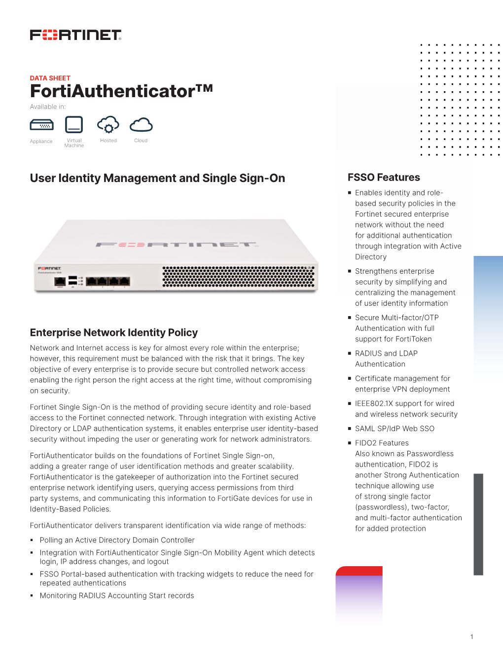 Fortiauthenticator Data Sheet
