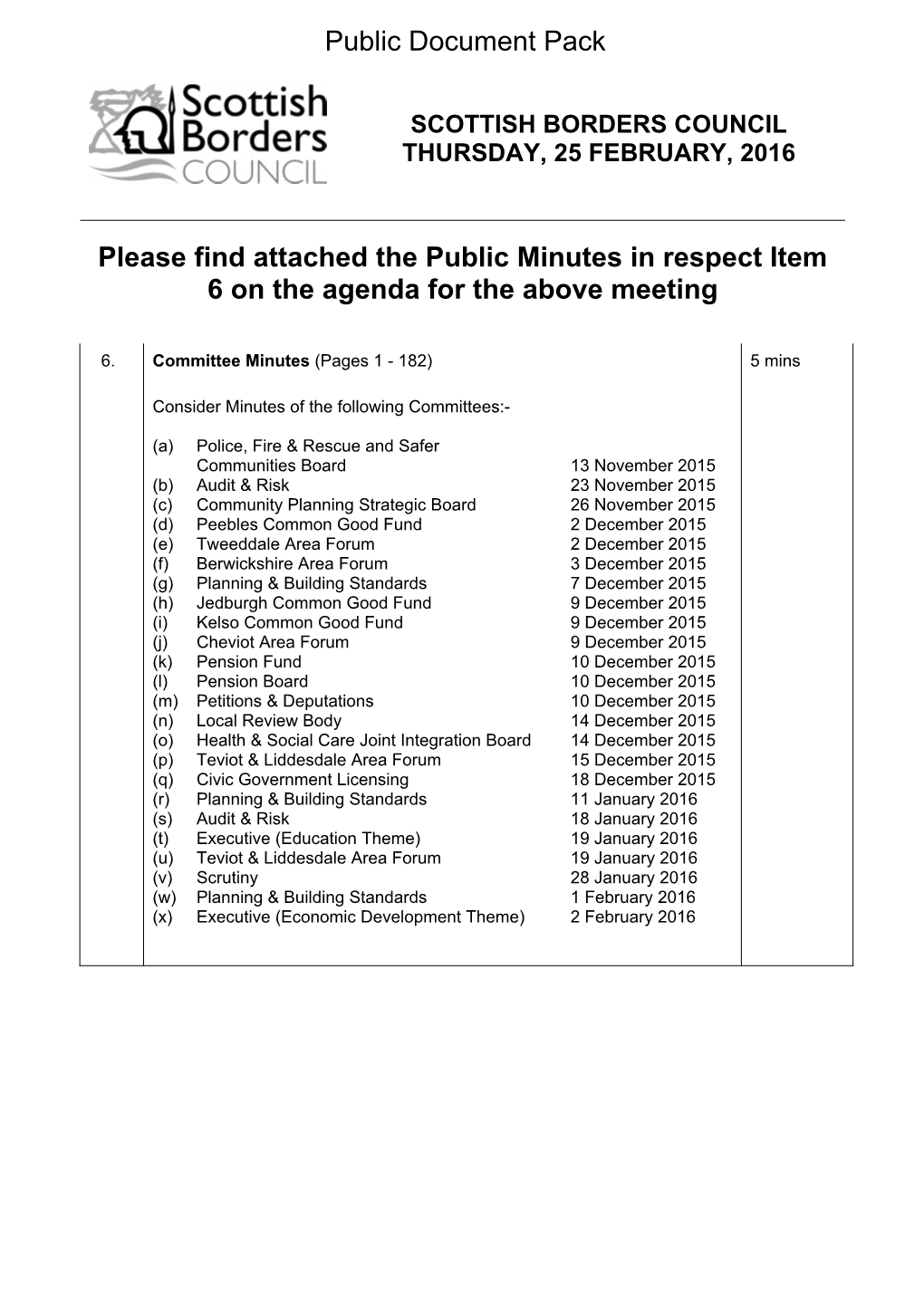 Public Minutes Agenda Supplement For