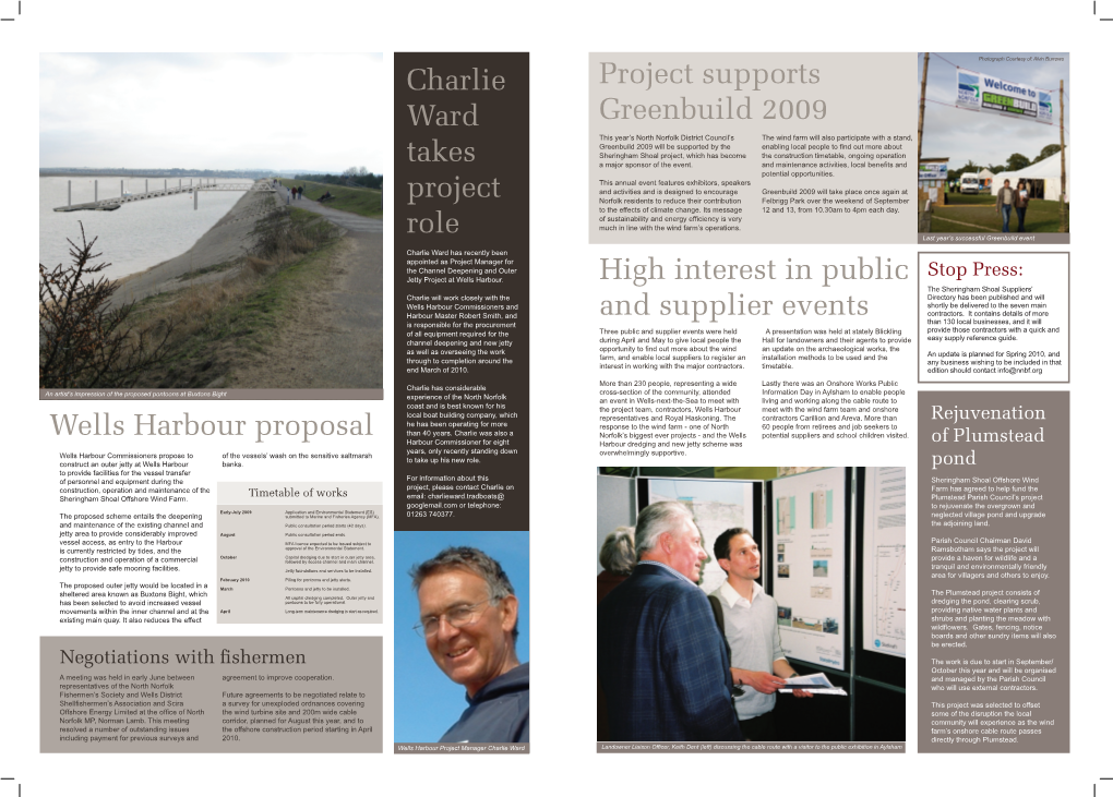 Charlie Ward Takes Project Role Wells Harbour Proposal Project Supports