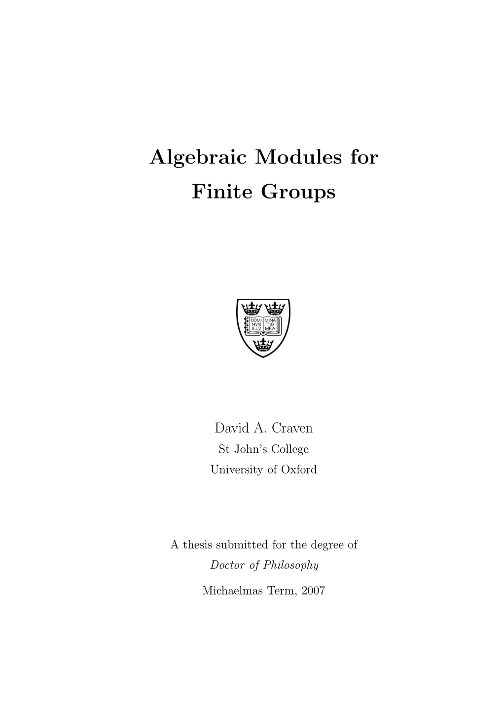 Algebraic Modules for Finite Groups