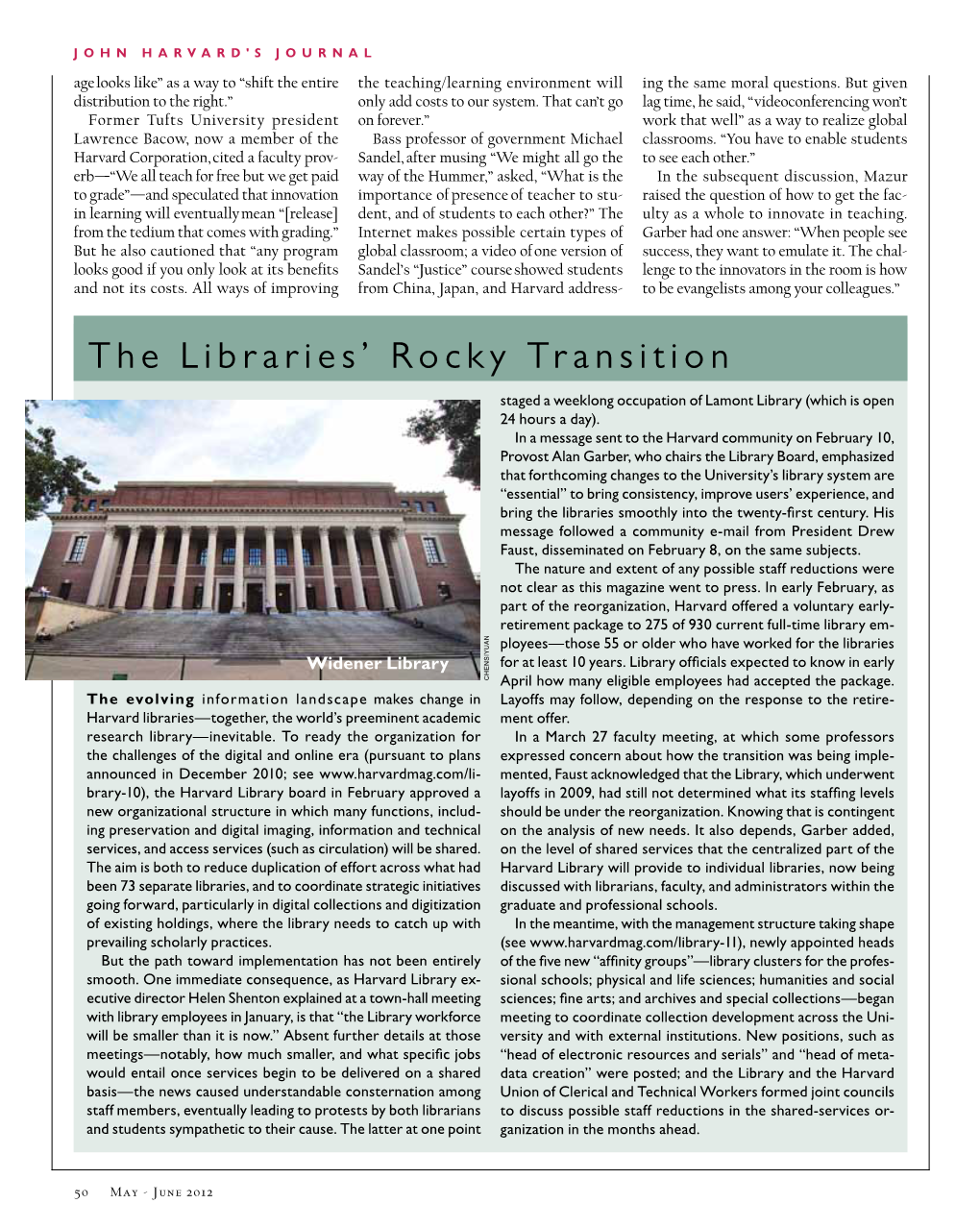 The Libraries' Rocky Transition