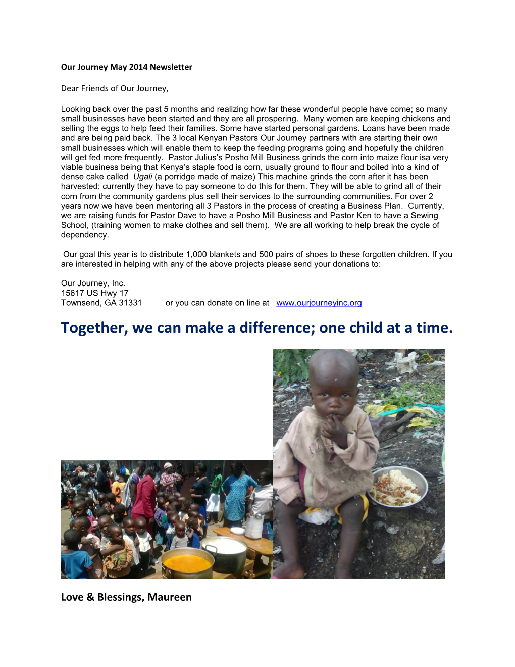 Our Journey May 2014 Newsletter