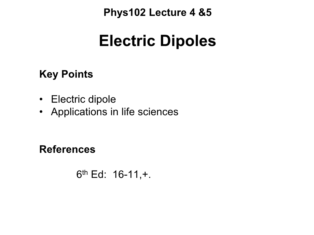 Electric Dipoles