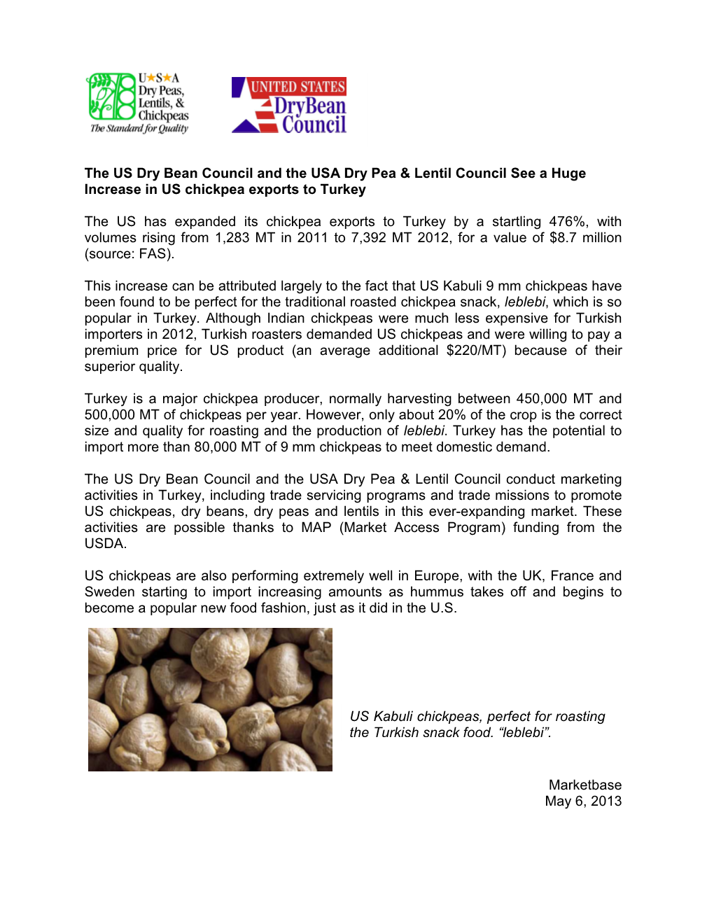 US Chickpea Exports to Turkey