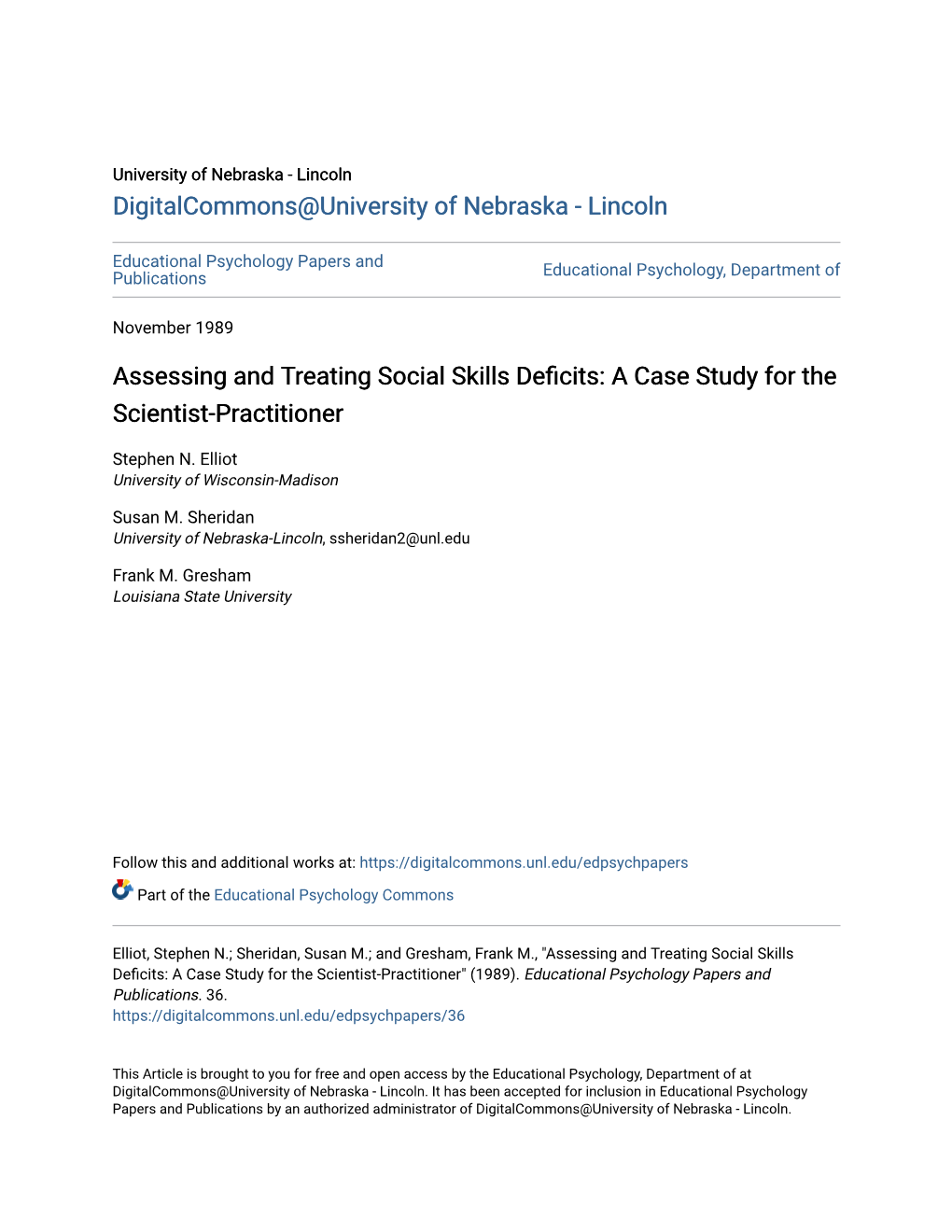 Assessing and Treating Social Skills Deficits: a Case Study for the Scientist-Practitioner