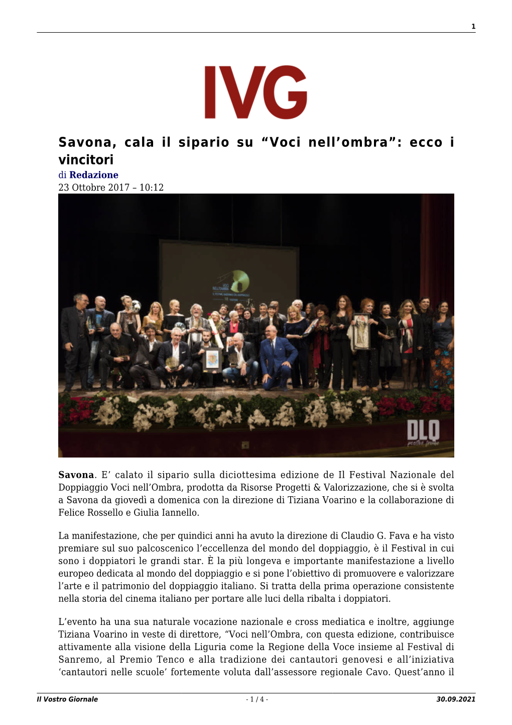 Il Vostro Giornale - 1 / 4 - 30.09.2021 2