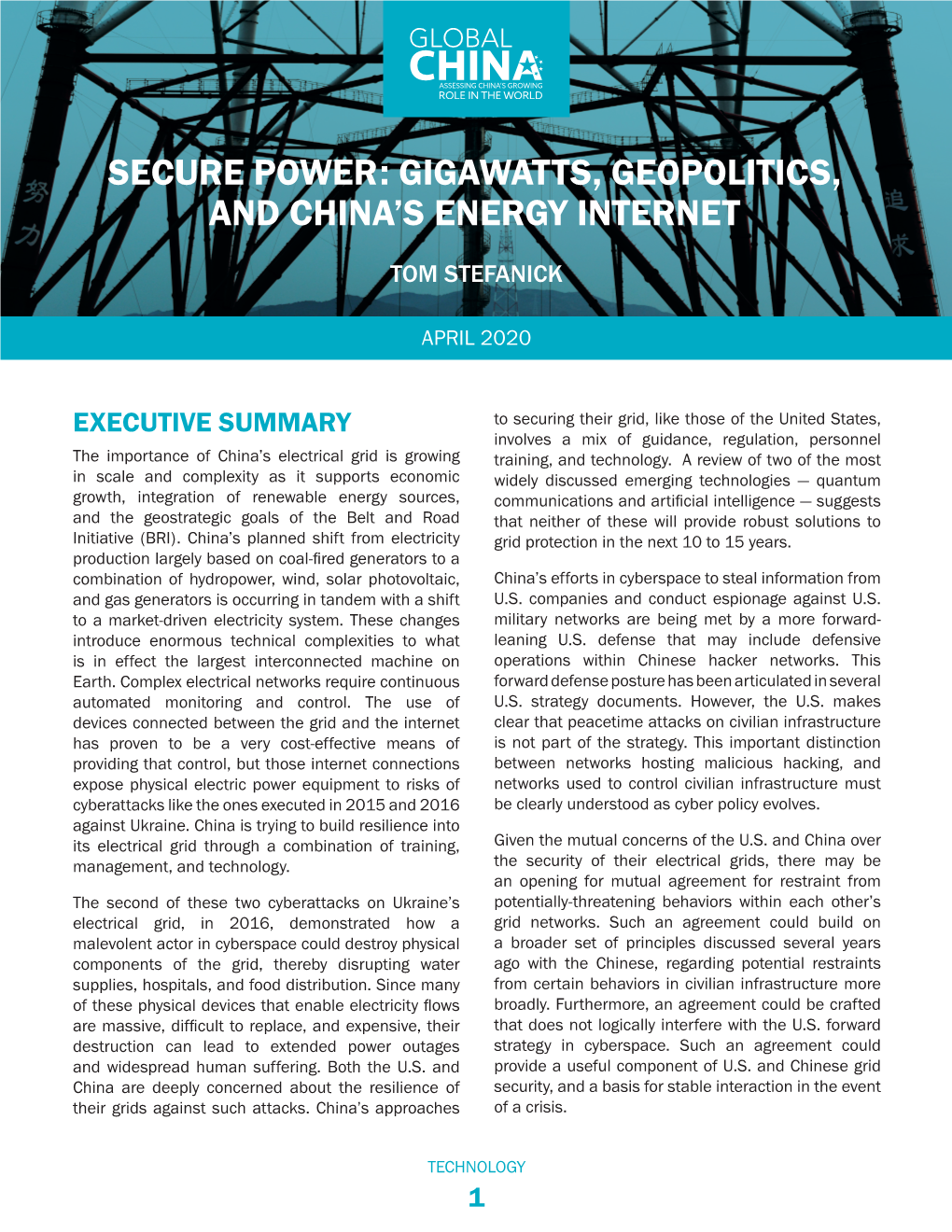 Secure Power: Gigawatts, Geopolitics, and China's Energy Internet