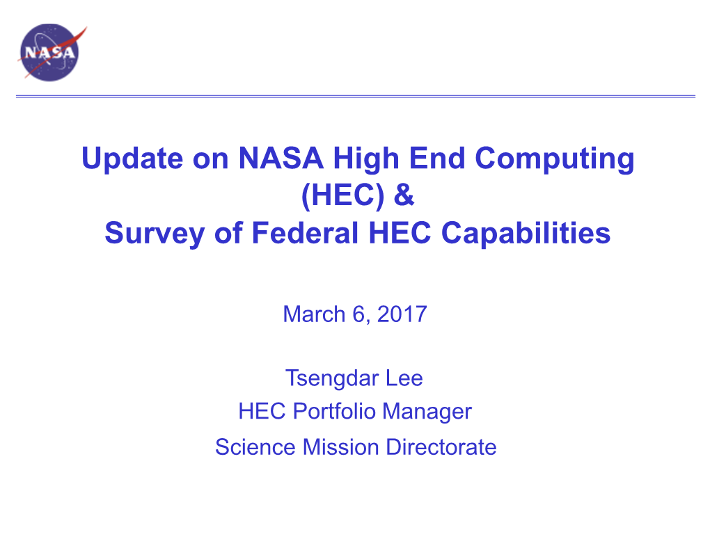 HEC) & Survey of Federal HEC Capabilities