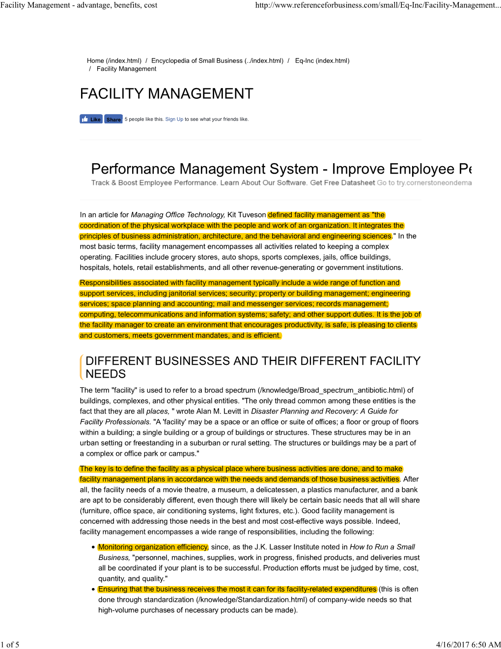 Facility Management - Advantage, Benefits, Cost