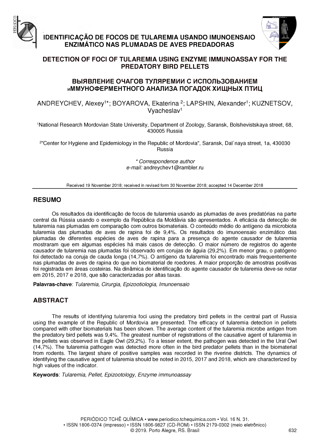 Identificaqao De Focos De Tularemia Usando