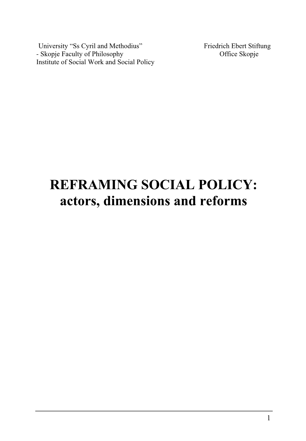 Publication on Social Policy