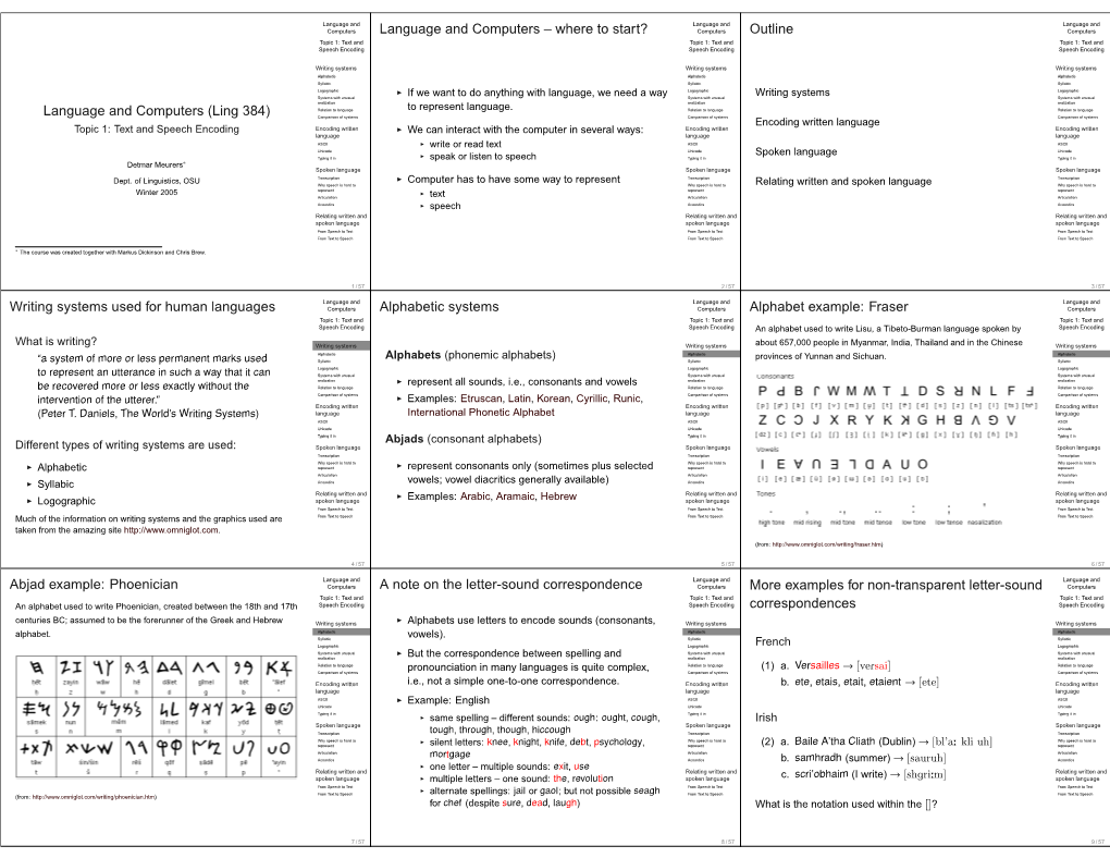 Language and Computers (Ling 384) Language and Computers – Where