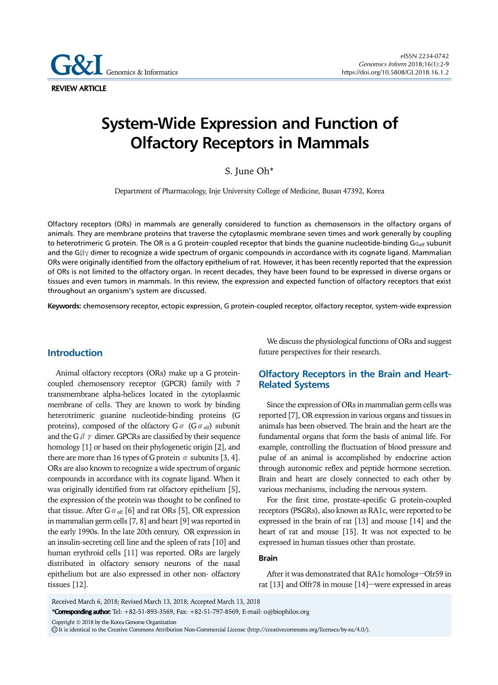 System-Wide Expression and Function of Olfactory Receptors in Mammals