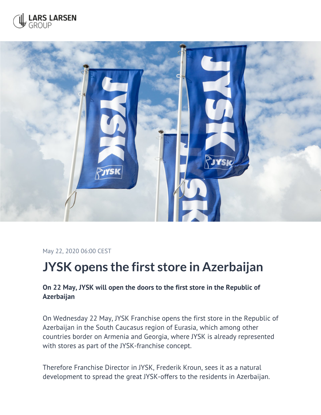 JYSK Opens the First Store in Azerbaijan