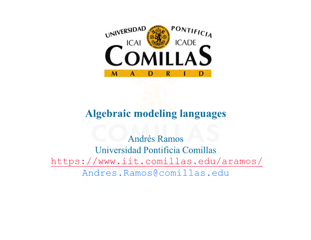 Algebraic Modeling Languages