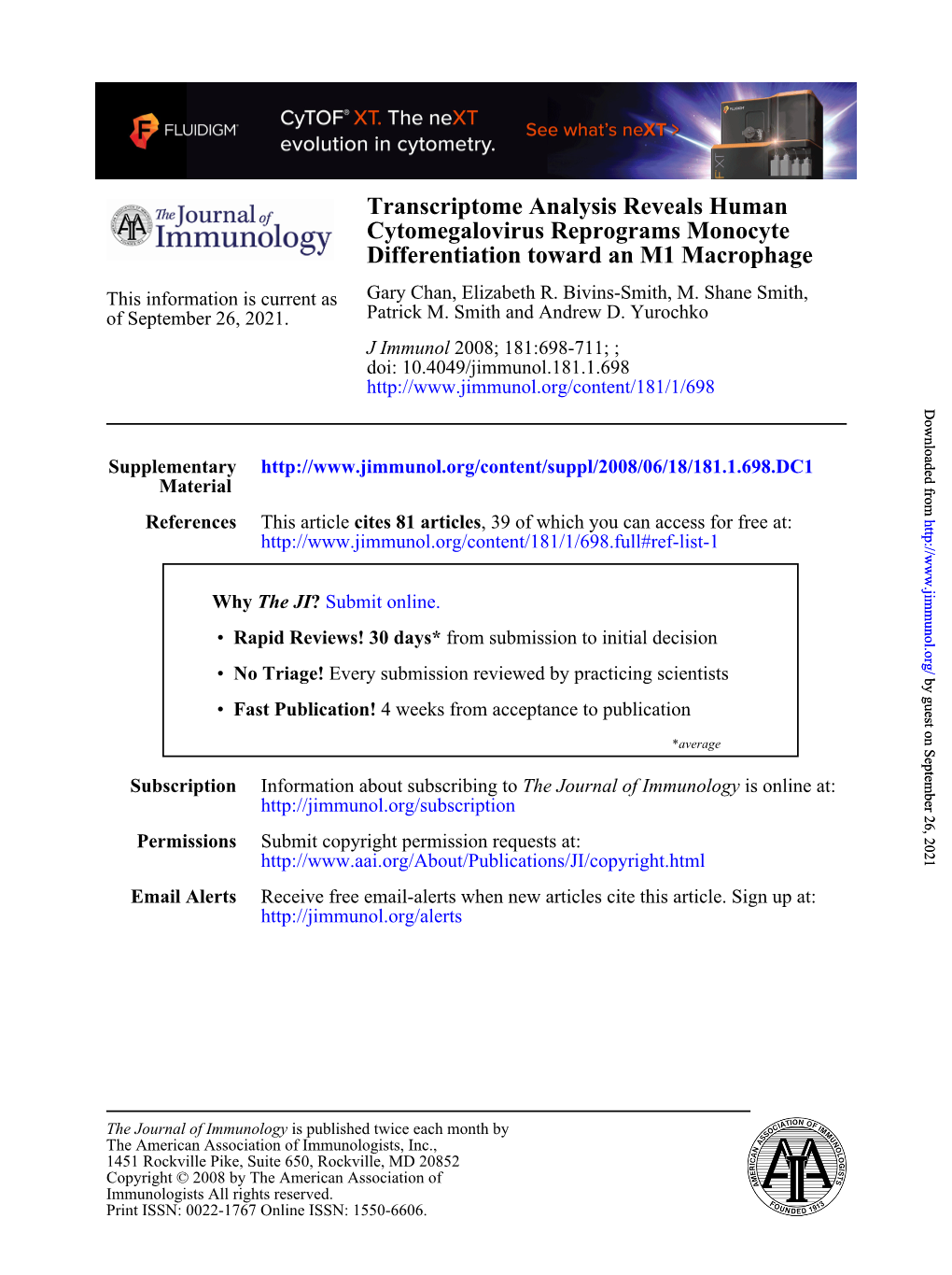 Differentiation Toward an M1 Macrophage Cytomegalovirus