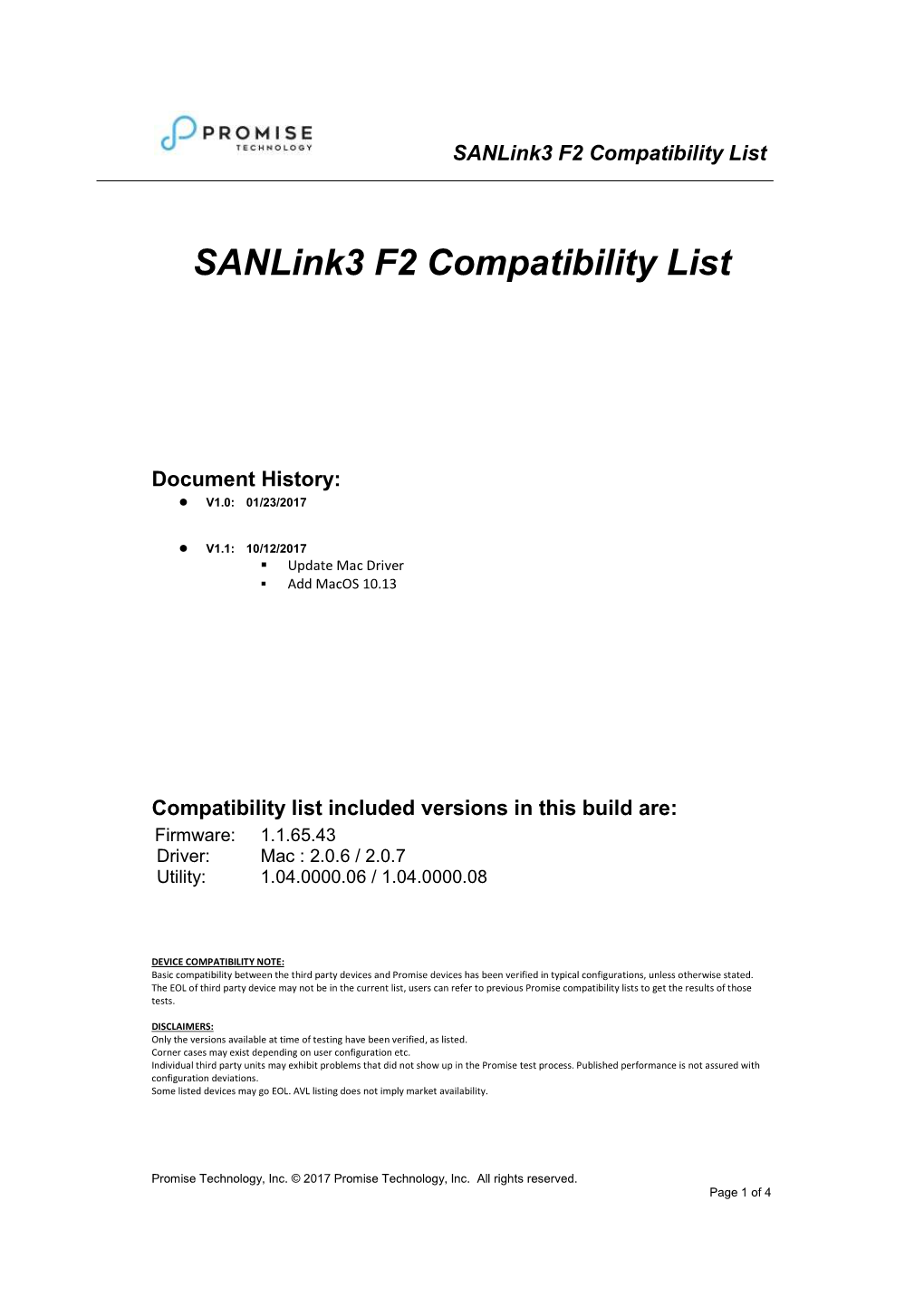 Sanlink3 F2 Compatibility List