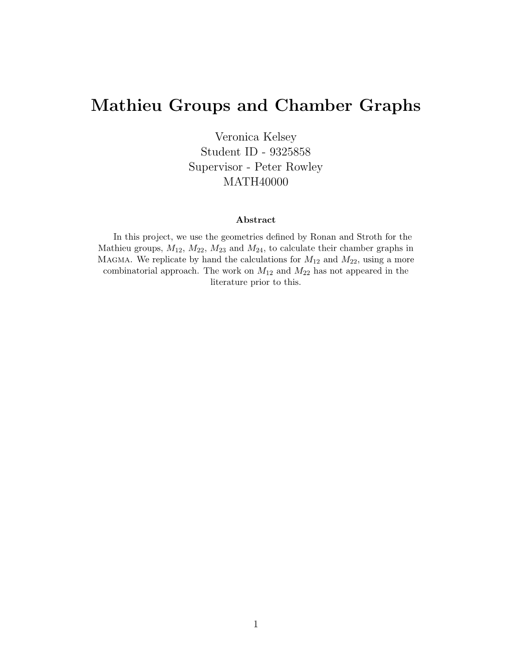 Mathieu Groups and Chamber Graphs