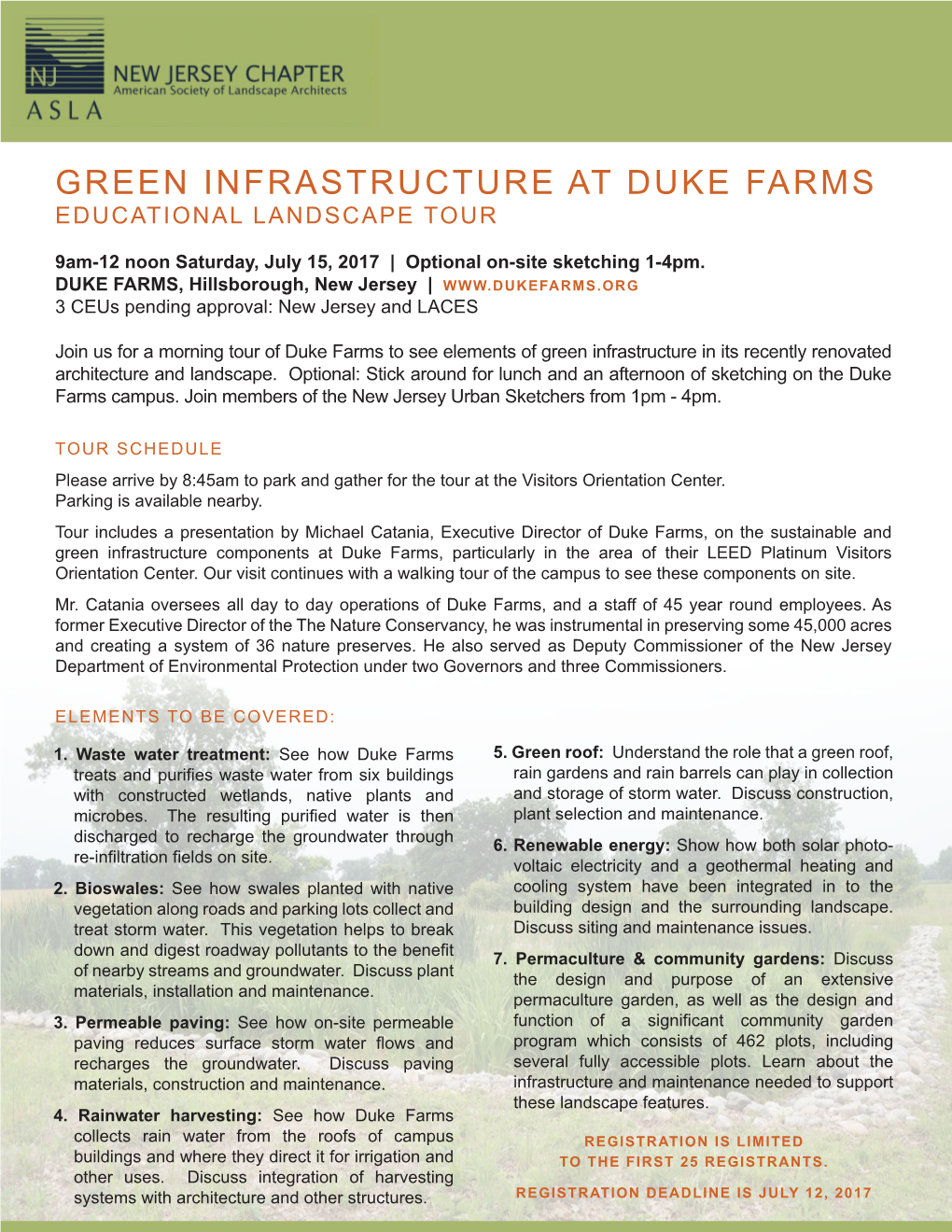 GREEN INFRASTRUCTURE at DUKE FARMS Time Drawing More Comfortable