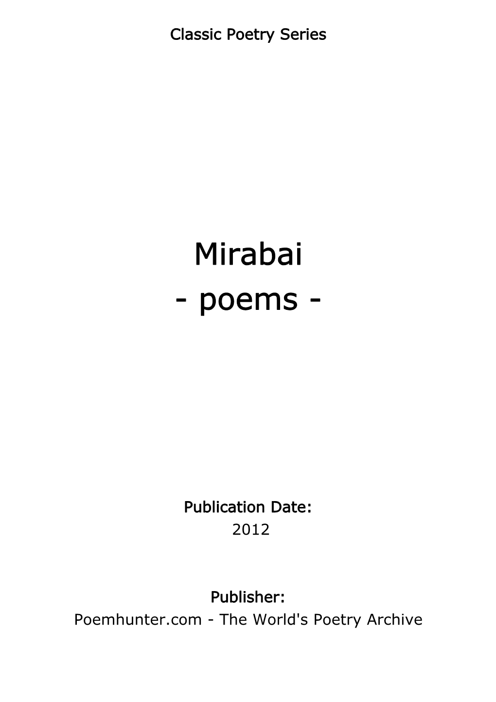 Mirabai - Poems