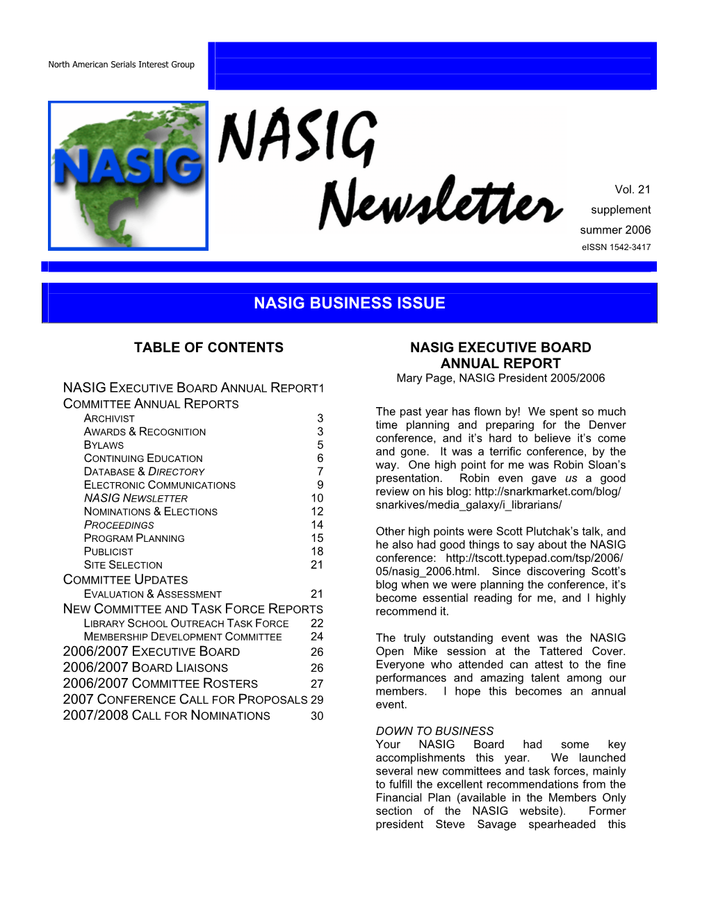 Nasig Business Issue