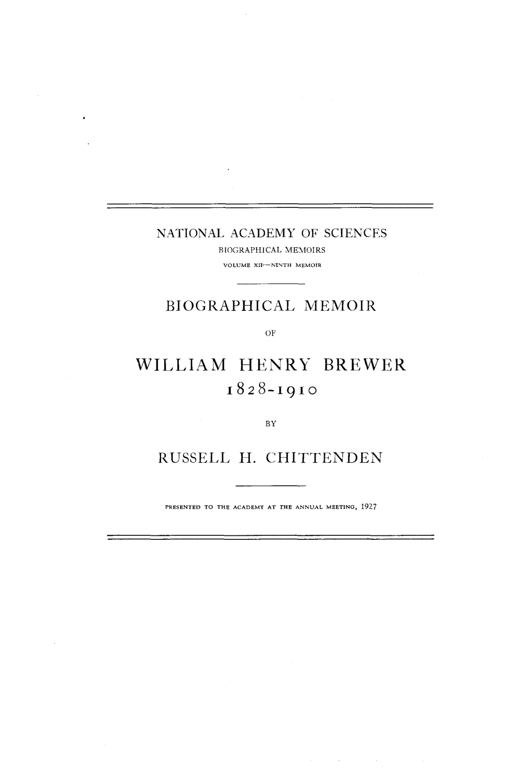 WILLIAM HENRY BREWER I828-1910