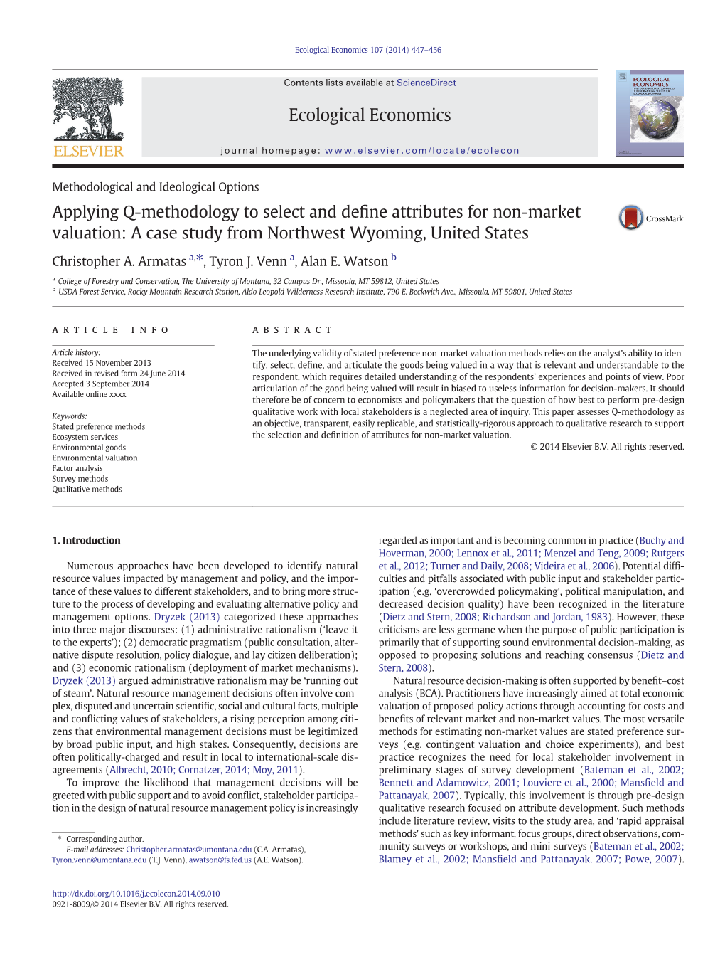 Applying Q-Methodology to Select and Define Attributes for Non-Market Valuation