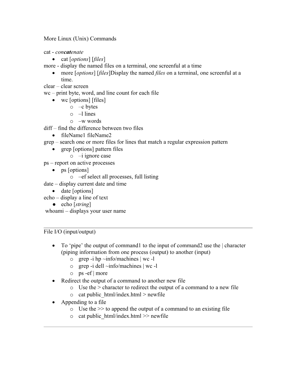 Linux (Unix) Commands