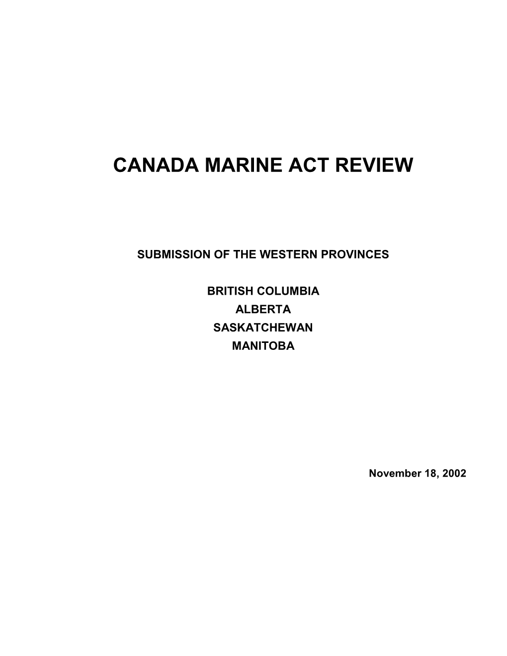 Canada Marine Act Review